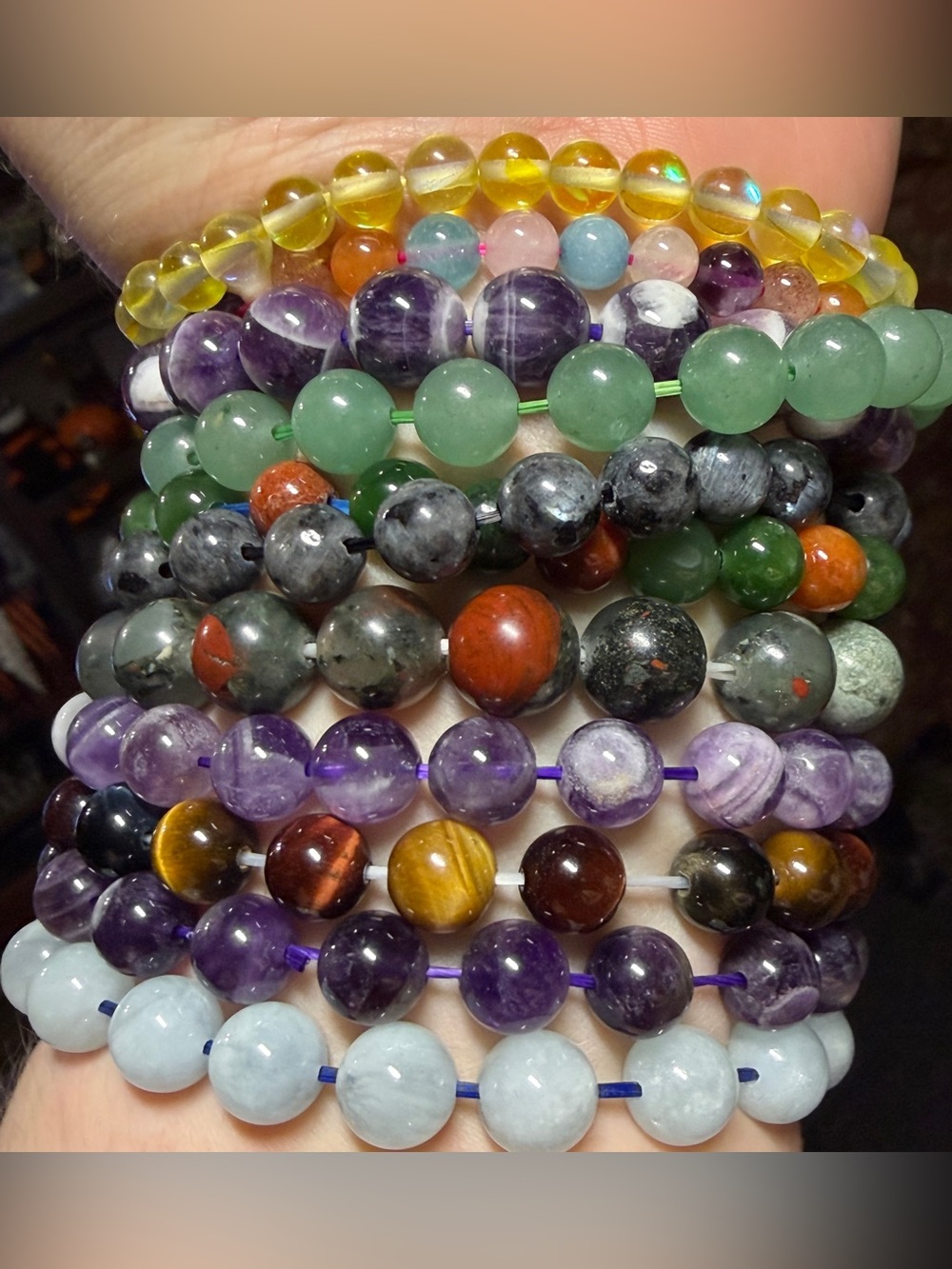 Gemstone crystal elastic bracelets